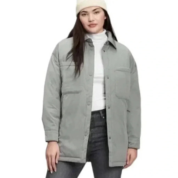 Gap Oversized Recycled Puffer  Shirt Jacket Shacket Green Size Medium - Picture 1 of 12